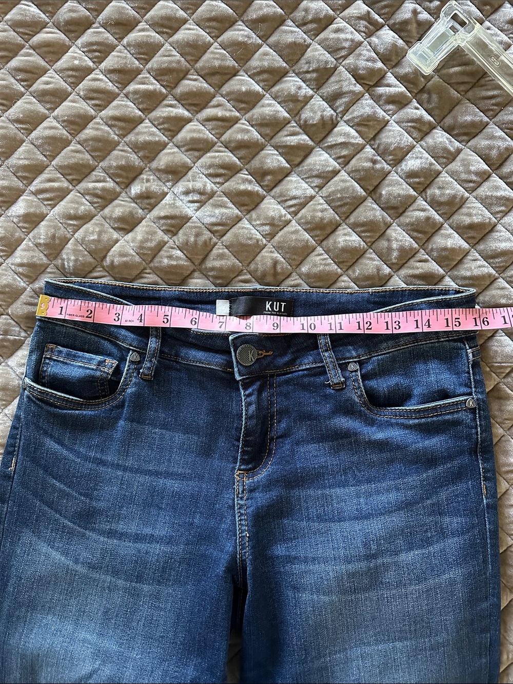 Kut from the Kloth Indigo Distressed Cropped Skinny Jeans - Picture 4 of 5